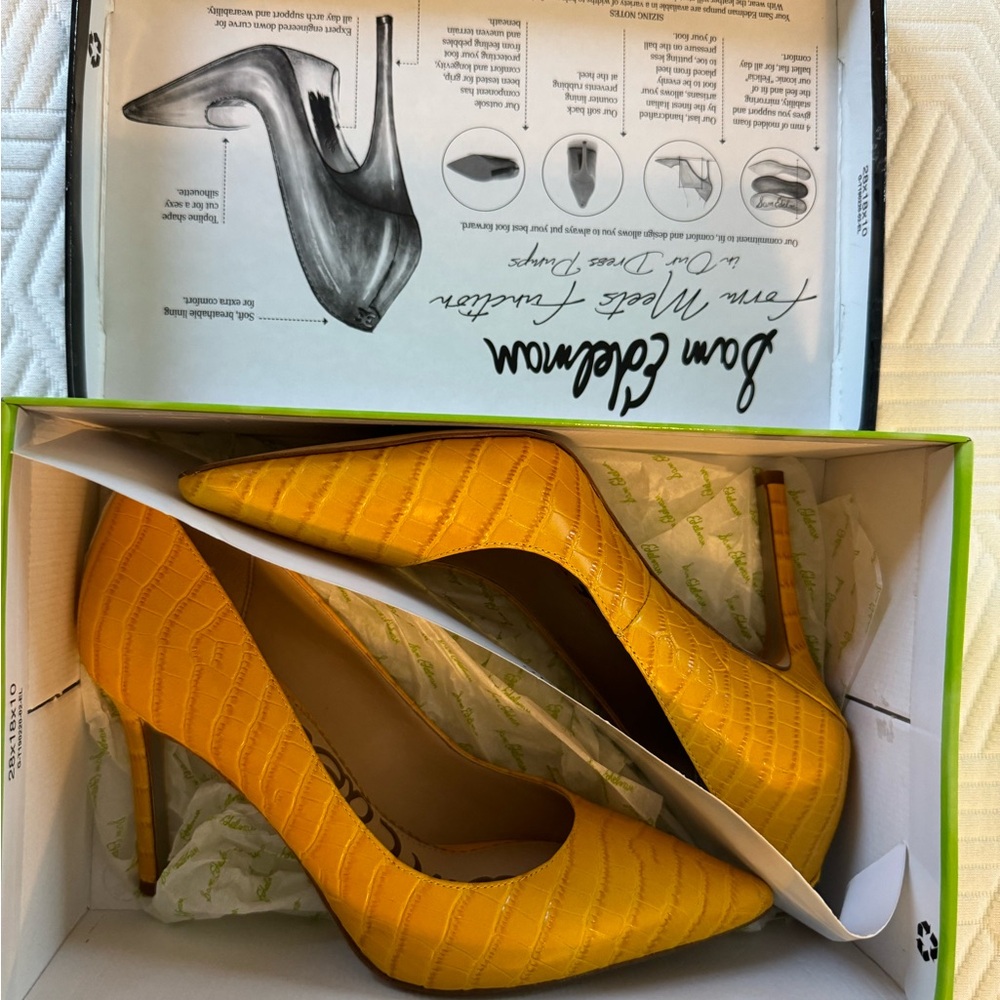 Sam Edelman Hazel Dijon Yellow Pointed Toe Pumps Size 7